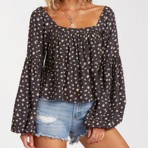 Billabong just beachy top floral boho crop sz M